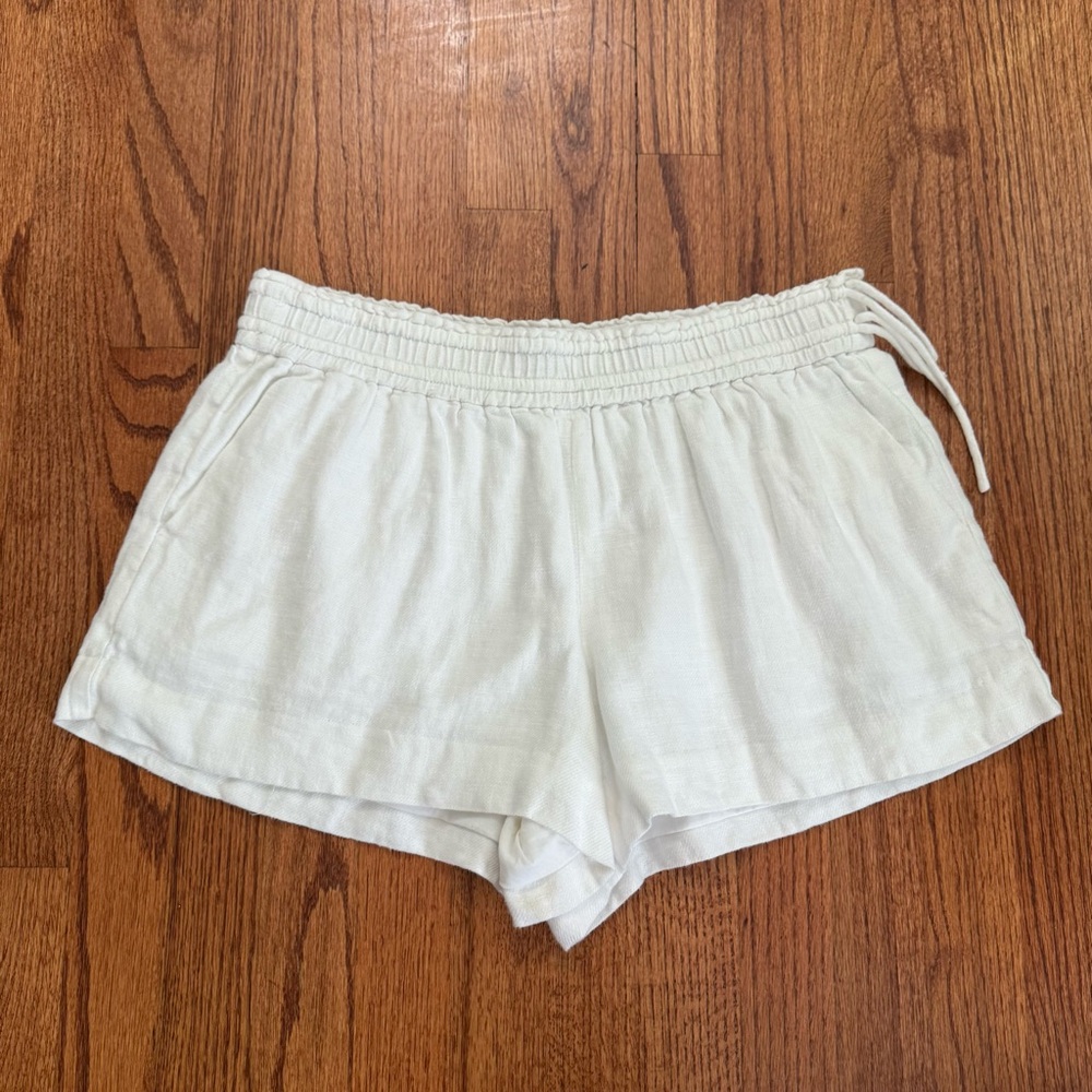 J. Crew White Linen Elastic Waist Side Tie Shorts Size M